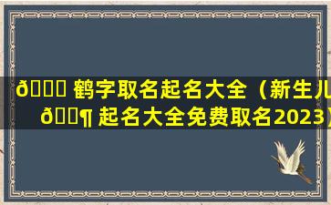 🐝 鹤字取名起名大全（新生儿 🐶 起名大全免费取名2023）